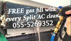 split ac clean with free gas fill 055-5269352 maintenance repair fcu chiller service uae cooling