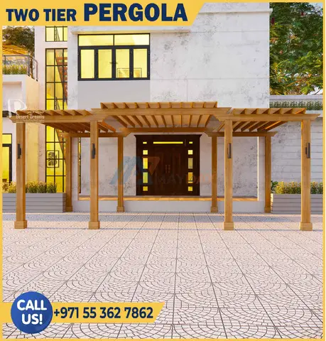 Two Tier Wooden Pergola Suppliers in Abu Dhabi and Dubai, Uae. - 1