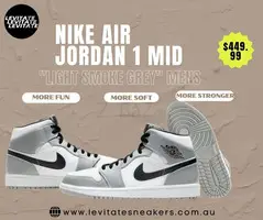 Exclusive Air Jordan 1 Mid Light Smoke Grey Sneakers