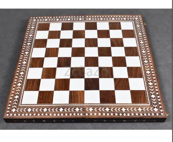 Solid Sheesham & Acrylic Ivory Inlaid Wooden Folding Chess board - – royalchessmall - 1