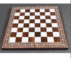 Solid Sheesham & Acrylic Ivory Inlaid Wooden Folding Chess board - – royalchessmall
