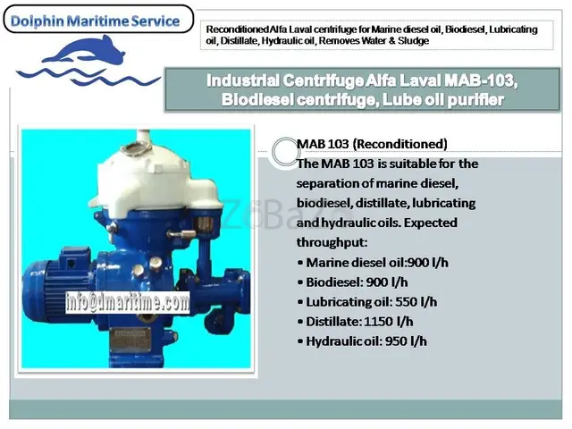 Industrial Centrifuge Alfa Laval MAB-103, Biodiesel centrifuge, Lube oil purifier - 1