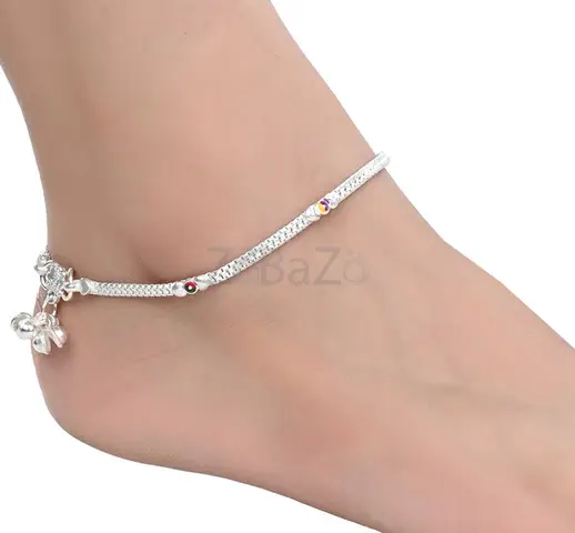 AanyaCentric Silver Plated White Metal Anklets Payal Pair ACIA0066 - 2/2