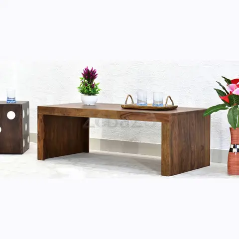 SamDecors Solid Sheesham Wood (Rosewood) Emily Centre Coffee Table (Lacquer Finish, Natural Teak) - 2/4