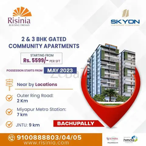 2 and 3BHK Gated Community flats in Bachupally | Skyon by Risinia - 1/1