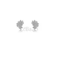 Fira Vintage Diamond Stud Flower Brooch Silver Earrings - 1