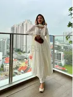 Discover the Beauty of Off White Handmade Anarkali Suit for Women - 1