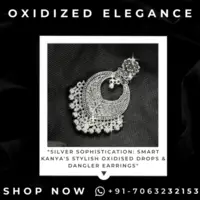 Enhance Your Beauty with Smart Kanya's Elegant Silver Oxidised Drops & Dangler Earrings - 1