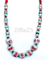 Red & white design beads necklace in Hyderabad - Akarshans - 1