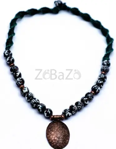 Green & white beads necklace with unique pandent in Bangalore - Akarshans - 1