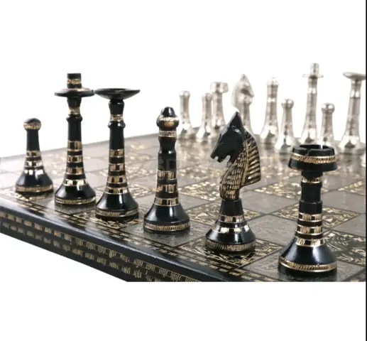 Hawaiian Crown Brass Metal Luxury Chess Pieces & Board Set - 14" Silve – royalchessmall - 1/1