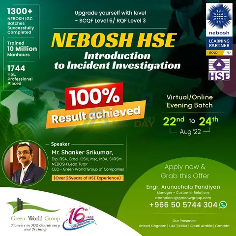 Register NEBOSH HSE Incident Investigation Course in Jubail - 1/1