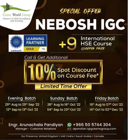 Green world's Exclusive offer on NEBOSH IGC Course in Yanbu - 1/1