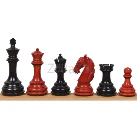 Old Columbian Staunton Weighted Chess Pieces set-Crimson & Ebonis – royalchessmall - 1