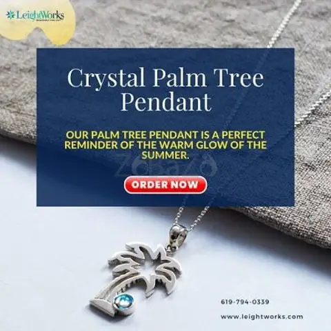 Buy Sterling Silver Crystal Palm Tree Pendant From LeightWorks - 1