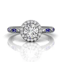 FlyerFit 14K White Gold Micropave Halo Engagement Ring - 1
