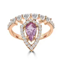 Crown Ring - Rose Gold and Shield Cut Sapphire with Trillion Diamonds — VIVAAN