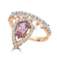 Crown Ring - Rose Gold and Shield Cut Sapphire with Trillion Diamonds — VIVAAN