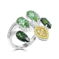Gemstone Tourmaline Diamond Ring with Yellow Diamond — VIVAAN