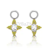 Natural Yellow Diamond and Rose Cut Sien Charms on Yellow Bali Hoops — VIVAAN - 3