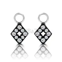 Captivating Diamond Window Earrings in Blackened White Gold — VIVAAN