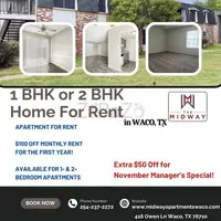 Modern 1 BHK Home for Rent in Waco, TX | Quality Living at Great Prices