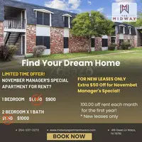 Cozy & Convenient 1 Bedroom Apartments in Waco TX