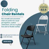 Foldable chairs and clear chairs rental